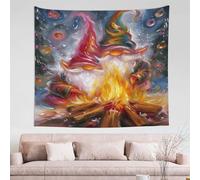 Nordique Tapisserie Murale Hommes Gnomes de feu de camp Personnalisée Décoration murale pour Anniversaire,Jungle urbaine,Chambre à coucher,Salle de classe,Amateurs de décoration M