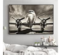 Nordique Toile Peinture Noir et Blanc Avion Affiches et Gravures Cuadros Décor Photo pour Salon Décor À La Maison Murale 50x70cm Sans Cadre