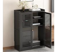 Nordivo Boîte de Rangement pour Routeur sur Pied Modem, Armoire de Rangement WiFi, Étagère Double, Cache et Solution de Rangement pour Espaces Bien Rangés(Black,H82cm/32in)