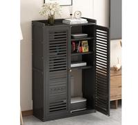 Nordivo Boîte de Rangement pour Routeur sur Pied Modem, Armoire de Rangement WiFi, Étagère Double, Cache et Solution de Rangement pour Espaces Bien Rangés(Black,H97cm/38in)