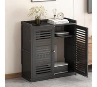 Nordivo Boîte de Rangement pour Routeur sur Pied Modem, Armoire de Rangement WiFi, Étagère Double, Cache et Solution de Rangement pour Espaces Bien Rangés(Black,H67cm/26in)