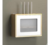 Nordivo Cache-Boîtier Wi-FI Mural, Boîte de Rangement Routeur à Double Étage, Support Suspendu sans Perçage, pour Bureau et Maison(Brown/White,L42.5cm/16.7in)