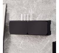 Nordivo Étagère Murale en Bois pour Routeur WiFi, Boîte Cache Routeur, Cache Modem et Câbles, Rangement Routeur pour Bureau et Maison(Black,L80cm/31.5in)