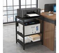 Nordivo Meuble Imprimante Support Imprimante Double Couche,Étagère de Bureau en Bois avec Tige en métal,Stockage à Plusieurs Niveaux Meubles de Bureau,pour imprimante(Black,H*W70*40cm/27.5 * 16")