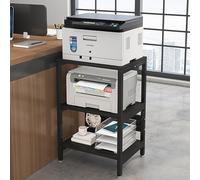 Nordivo Meuble Imprimante Support Imprimante Double Couche,Étagère de Bureau en Bois avec Tige en métal,Stockage à Plusieurs Niveaux Meubles de Bureau,pour imprimante(Black,H*W77.5 * 40cm/30.5 * 16")
