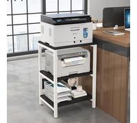 Nordivo Meuble Imprimante Support Imprimante Double Couche,Étagère de Bureau en Bois avec Tige en métal,Stockage à Plusieurs Niveaux Meubles de Bureau,pour imprimante(Black A,H*W70*50cm/27.5 * 20")