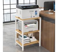 Nordivo Meuble Imprimante Support Imprimante Double Couche,Étagère de Bureau en Bois avec Tige en métal,Stockage à Plusieurs Niveaux Meubles de Bureau,pour imprimante(Brown A,H*W70*50cm/27.5 * 20")