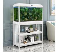 Nordivo Support Aquarium 3 Niveaux, Meuble pour Aquarium, Table Reptile sur Pied, Système Étagère Aquarium Métal et Bois, Tables pour Aquariums, pour Maison/Jardin(White,L80x50cm/31x20in)