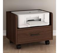 Nordivo Support d’Imprimante à roulettes sous Bureau, Étagère en Bois avec Roues Verrouillables, Petit Meuble Imprimante avec Tiroir, pour Bureau et Maison(Dark Brown,L*W53*40cm/21 * 16")