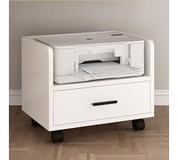 Nordivo Support d’Imprimante à roulettes sous Bureau, Étagère en Bois avec Roues Verrouillables, Petit Meuble Imprimante avec Tiroir, pour Bureau et Maison(White,L*W45*40cm/18 * 16")