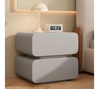 Nordivo Table De Chevet en Bois Massif,Table De Nuit Moderne avec 2 Tiroirs,avec Lumières LED,Petite Table D'appoint De Lit en Bois,pour Salon, Chambre, Bureau, Chêne Clair(Gray,L40cm/15.7in-1)