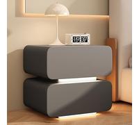 Nordivo Table De Chevet en Bois Massif,Table De Nuit Moderne avec 2 Tiroirs,avec Lumières LED,Petite Table D'appoint De Lit en Bois,pour Salon, Chambre, Bureau, Chêne Clair(Dark Gray,L30cm/12in-2)