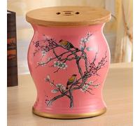 Nordivo Tabouret Jardin céramique Chinois avec Rangement, Tabouret Tambour Peint à la Main émaillé, déco Ronde sans Installation, Motif Fleurs Oiseaux, Table d’appoint extérieur(4)