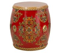 Nordivo Tabouret Tambour Chinois en Bois, Tabouret de Jardin Décoratif Émaillé Peint à la Main, Table d’Appoint Fleur Oiseau Support de Plantes, Décoration Intérieure Extérieure pour Salon(11)