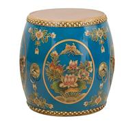 Nordivo Tabouret Tambour Chinois en Bois, Tabouret de Jardin Décoratif Émaillé Peint à la Main, Table d’Appoint Fleur Oiseau Support de Plantes, Décoration Intérieure Extérieure pour Salon(24)