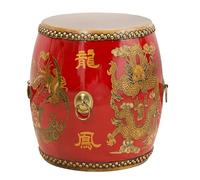 Nordivo Tabouret Tambour Chinois en Bois, Tabouret de Jardin Décoratif Émaillé Peint à la Main, Table d’Appoint Fleur Oiseau Support de Plantes, Décoration Intérieure Extérieure pour Salon(41)