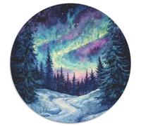 Nordlichter Puzzle Rond De 1000 Pièces pour Nordlichter Sky Night Light Sternenhimmel Unique Réduction du Stress Activité Familiale 1000pcs (67.5x67.5cm)