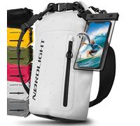 Nordlight Dry Bag Sac Étanche avec Pochette Étanche Téléphone, Fermeture Roll-Top, Bandoulière | Sac à Dos étanche Nautique, Sac Impermeable Etanche | Natation Plage Sup Bateau - Blanc (Opaque), 30 L