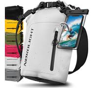 Nordlight Dry Bag Sac Étanche avec Pochette Étanche Téléphone, Fermeture Roll-Top, Bandoulière | Sac à Dos étanche Nautique, Sac Impermeable Etanche | Natation Plage Sup Bateau - Blanc (Opaque), 20 L