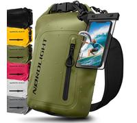 Nordlight Dry Bag Sac Étanche avec Pochette Étanche Téléphone, Fermeture Roll-Top, Bandoulière | Sac à Dos étanche Nautique, Sac Impermeable Etanche | Natation Plage Sup - Vert Olive (Opaque), 10 L