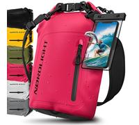Nordlight Dry Bag Sac Étanche avec Pochette Étanche Téléphone, Fermeture Roll-Top, Bandoulière | Sac à Dos étanche Nautique, Sac Impermeable Etanche | Natation Plage Sup Bateau - Rose (Opaque), 20 L