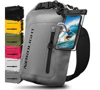 Nordlight Dry Bag Sac Étanche avec Pochette Étanche Téléphone, Fermeture Roll-Top, Bandoulière | Sac à Dos étanche Nautique, Sac Impermeable Etanche | Natation Plage Sup Bateau - Gris (Opaque), 10 L