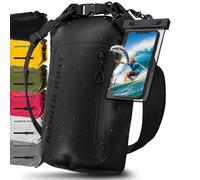 Nordlight Dry Bag Sac Étanche avec Pochette Étanche Téléphone, Fermeture Roll-Top, Bandoulière | Sac à Dos étanche Nautique, Sac Impermeable Etanche | Natation Plage Sup Bateau - Noir (Opaque), 30 L