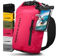 Nordlight Dry Bag Sac Étanche avec Pochette Étanche Téléphone, Fermeture Roll-Top, Bandoulière | Sac à Dos étanche Nautique, Sac Impermeable Etanche | Natation Plage Sup Bateau - Rose (Opaque), 10 L
