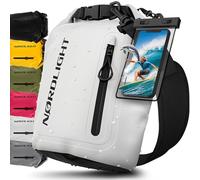 Nordlight Dry Bag Sac Étanche avec Pochette Étanche Téléphone, Fermeture Roll-Top, Bandoulière | Sac à Dos étanche Nautique, Sac Impermeable Etanche | Natation Plage Sup Bateau - Blanc (Opaque), 5 L