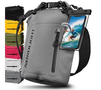 Nordlight Dry Bag Sac Étanche avec Pochette Étanche Téléphone, Fermeture Roll-Top, Bandoulière | Sac à Dos étanche Nautique, Sac Impermeable Etanche | Natation Plage Sup Bateau - Gris (Opaque), 20 L