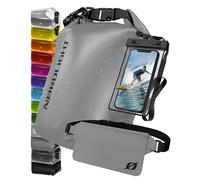 Nordlight Sac Étanche Dry Bag Pochette Étanche Sac à Dos Imperméable | Drybag Nautique + Roll-Top | Natation Plage Canoë SUP Plongée - Gris opaque, 10L + Housse Téléphone, Sac Banane