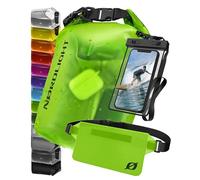 Nordlight Sac Étanche Dry Bag Pochette Étanche Sac à Dos Imperméable | Drybag Nautique + Roll-Top | Natation Plage Canoë SUP Plongée - Vert transparent, 20L + Housse Téléphone, Sac Banane