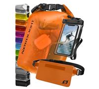 Nordlight Sac Étanche Dry Bag Pochette Étanche Sac à Dos Imperméable | Drybag Nautique + Roll-Top | Natation Plage Canoë SUP Plongée - Orange transparent, 10L + Housse Téléphone, Sac Banane