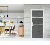 Nordlinger Pro Kit Rénovation Porte - 890554 - Bois FSC Mixte 70% - Chêne greige - Profilés alu - Adhésif verni - Décoration intérieure