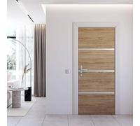 NORDLINGER PRO Kit rénovation porte décor chêne et profilés gris alu adhésif