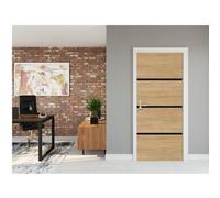 NORDLINGER PRO Kit rénovation porte décor chêne et profilés noirs - Adhésif