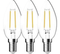 Ampoule E14 Lot de 3| C35 flamme filament, verre transparent - blanc chaud 2700k 470l. - Energetic