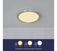 Nordlux Lampe Murale LED Plafonnier Oja Nickel Ø30cm 14,5W 3000K/4000K Dimmable