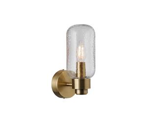 Nordlux Tutan Wandleuchte, E14, IP44, 25W, dimmbar, gemustertes Glas, messing (2310551035)