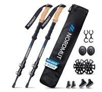 NORDMUT® Bâtons de randonnée télescopiques de qualité supérieure [aluminium et carbone] Bâtons de marche nordique réglables pour homme et femme | Bâtons de trekking ultra légers [avec jeu de tampons en caoutchouc] extensibles avec poignée en liège véritable