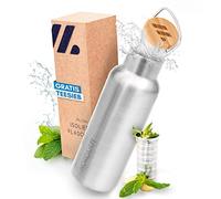 NORDMUT® Gourde en acier inoxydable 1 l isolée + passoire à thé,Bouteille isotherme passe au lave-vaisselle,Bouteille d'eau étanche,Avec infuseur à thé pratique