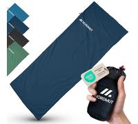NORDMUT® Sac de Couchage d’Auberge ultraléger en Microfibre ou Coton - Sac de Voyage Respirant, Format Compact & particulièrement Doux, avec Housse pour Oreiller (Bleu Marine - Coton)