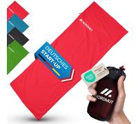 NORDMUT® Sac de Couchage d’Auberge ultraléger en Microfibre ou Coton - Sac de Voyage Respirant, Format Compact & particulièrement Doux, avec Housse pour Oreiller (Rouge - Polyester)