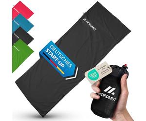 NORDMUT® Sac de Couchage d’Auberge ultraléger en Microfibre ou Coton - Sac de Voyage Respirant, Format Compact & particulièrement Doux, avec Housse pour Oreiller (Gris - Coton)