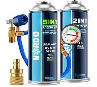 Nordo - Kit Recharge Climatisation R1234yf - Fluide Réfrigérant 5en1 XL avec Huile, Scellant, Colorant UV et Déshydratant + Gaz de Remplacement R1234yf 235 g, avec Adaptateur AZ et Tuyau
