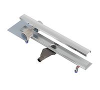 Nordona Caniveau de douche inox 80 cm Complete Basic - extra-plat, sortie centrale, grille classique, évacuation de douche plate