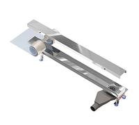 Nordona Caniveau de douche inox 90 cm Complete Basic HG - extra-plat, grille classique finition brillante, sortie latérale, évacuation pour douche