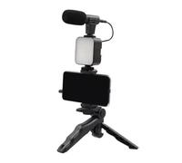 Nordreach Kit de vlogging pour iPhone et Android, avec support de téléphone, lumière LED, microphone et trépied extensible, parfait YouTube, Instagram Starter & Studio Creator Video Maker Kit