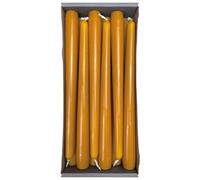 Nordring Lot de 12 bougies coniques 2,3 x 25 cm moutarde - Certifié RAL, sans gouttes et faible fumée, durée de combustion d'environ 8 heures - Décoration de table et chandelier