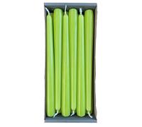 Nordring Lot de 12 bougies coniques 2,3 x 25 cm Vert citron - Certifié RAL, sans gouttes et faible fumée, durée de combustion d'environ 8 heures - Décoration de table et chandelier